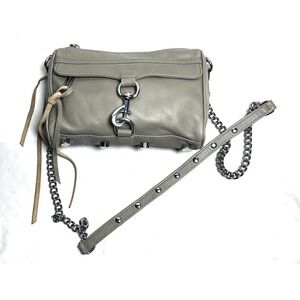 Rebecca Minkoff‎ Mini MAC Light Gray Grey Leather Crossbody Bag Purse SCRATCHED